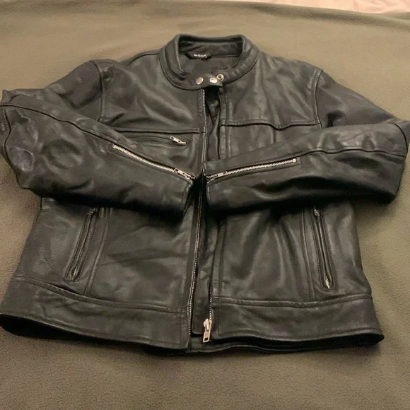 Mossi black leather jacket. Size 14. Armpit to armpit is approx 21 inches - Picture 1 of 13